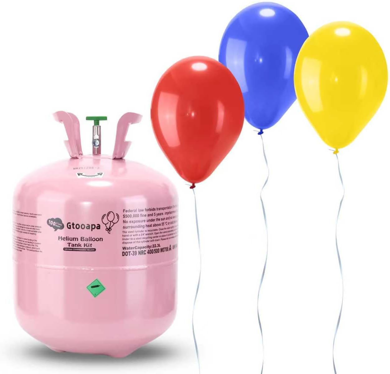 Helium Gas for Balloons at Home 22L Helium Tank Up to 100 Latex Balloons and Ribbons Included 1-Tank