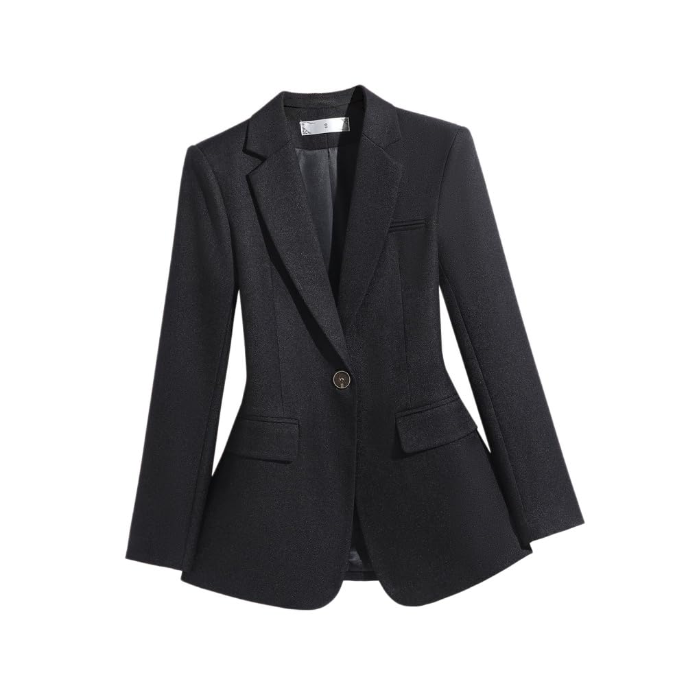 Blazer Donna,Blazer da Donna Elegante e Tinta Unita, Maniche Lunghe, Colletto risvoltato, vestibilità Slim, Giacca da Ufficio con Un Solo Bottone.