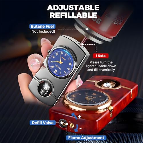 Encendedor antorcha resistente al viento con reloj miniatura 7