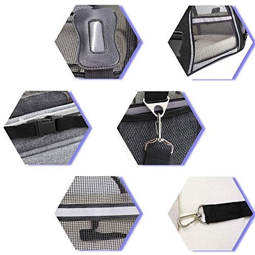 Pet Carrier Bag Foldable Cat Carrier Bag with Removable Mat and Breathable Mesh for Kitten (43.5 * 25 * 28cm) - Image 8