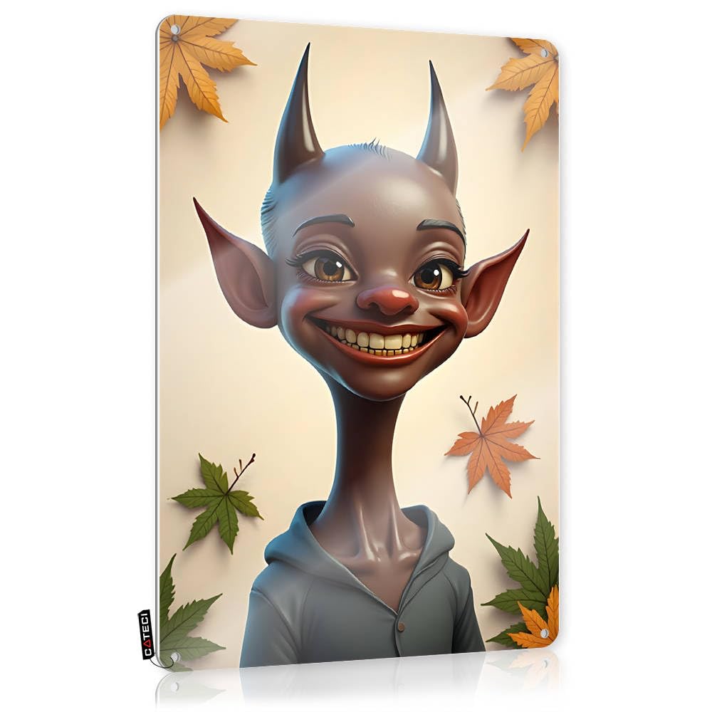 Fzfn Colour Cool Wall Art Coffee Wall Art - Autumnal Fantasy: A Smiling Character Amidst Falling Leaves Waterproof Preppy Retro Style Decoration For Shop(30X40cm)