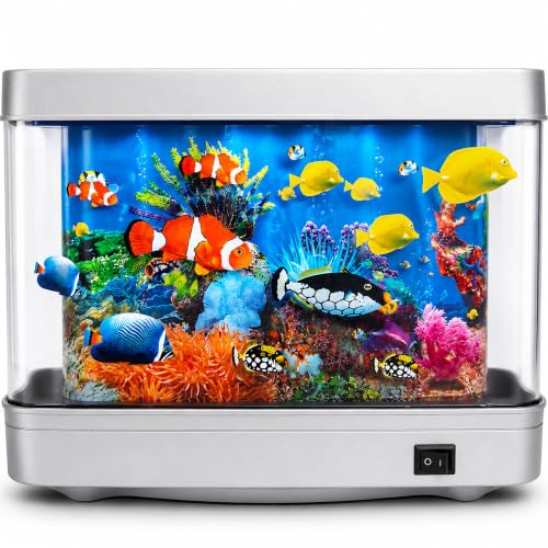 Lindas Essentials Fake Fish Tank Frutiger Aero Fish Lamp - Fake Aquarium Decorative Lamp Artificial Fish Tank with Moving Fishes LED Artificial Aquarium Night Light Plug in Moving Lamp