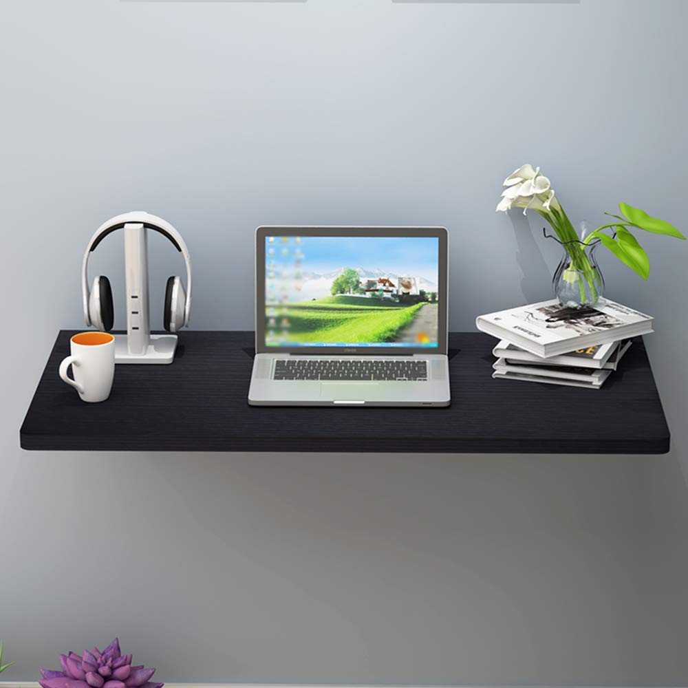 Table murale rabattable en noyer bureau d'ordinateur pliant et flottant gain de place