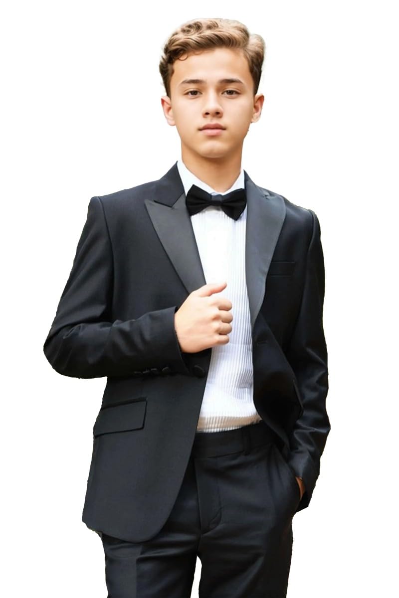 Leader Of The Beauty Boys Black Wedding Suit Communion Suit Baptism Outfit 2 Piece Kids Tuxedos Kids Party Prom Suits Suit