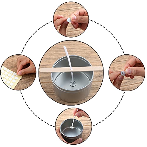 Milivixay 100Pcs 10 Inch Candle Wicks With 100 Metal Tabs, 100Pcs Candle Wick Stickers And 6Pcs Wooden Candle Wick Holders - Wicks Coated With Paraffin Wax, Cotton Wicks Kits For Candle Making. #TOP7