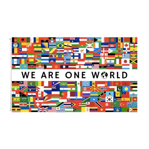 We Are One World Flag: Flags of All Nations - Double-Sided Vibrance for Events and Festivals - A Symbol of Global Unity and Togetherness! 3x5ft