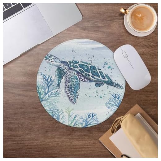 Sea Turtle Mouse Pad,Ocean Beachly Turtle Lover Mousepad for Desk Home Office Dorm Computers Laptop Accessories,7.9x7.9 Inch