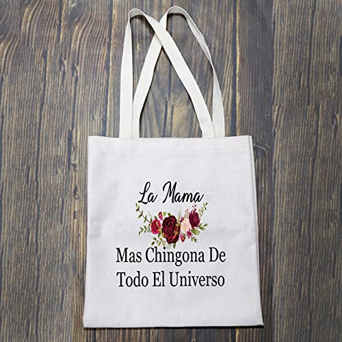 BLUPARK Mexican Mom Shopping Bag Mother's Day Gift La Mama Mas Chingona De Todo El Universo Shoulder Bag For Spanish Mom4