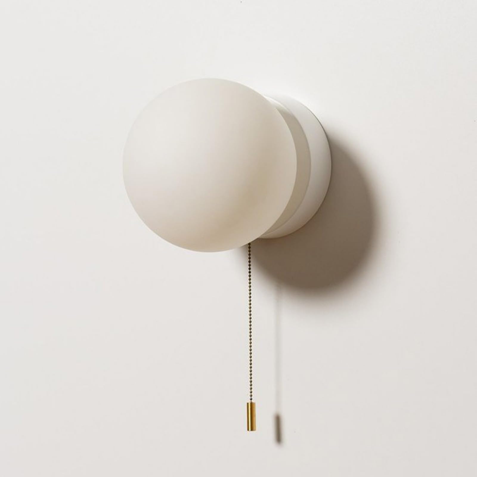 KBUUKYYXouy Wall Sconce 1 Light with White Globe Glass Shade | Modern Lighting Vanity Pull Chain Switch Design Lamp Mounted Lights for Living Room Bedroom Hallway G9 Socket(White)