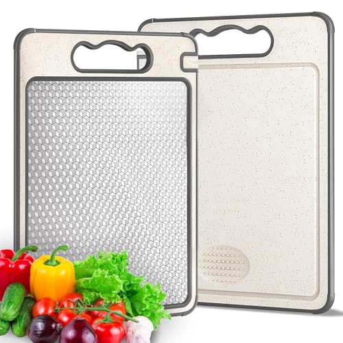 Stainless Steel Cutting Board for Kitchen, 14×10 Inch Food-Grade Chopping Board, Easy to Clean, Durable and Scratch-Resistant, Non-Slip Design with Garlic Grinder and Knife Sharpener Stainless Steel Cutting Board for Kitchen, 14×10 Inch Food-Grade Chopping Board, Easy to Clean, Durable and Scratch-Resistant, Non-Slip Design with Garlic Grinder and Knife Sharpener