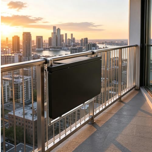 Mesa de barandilla para balcón regulable en altura y terraza 5