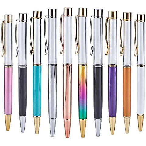 GORGECRAFT 10 Pcs/set Empty Tube Pens Creative Empty Ballpoint Pen for DIY Glitter Epoxy Resin Crystal Ballpoint Pen Herbarium Pen Making Cover