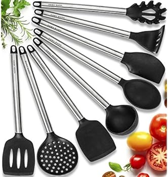 Home Hero 11 Silicone Cooking Utensils Kitchen Utensil Set - Stainless Steel Silicone Kitchen Utensils Set - Silicone...