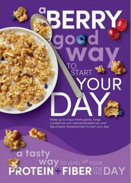Cold Breakfast Cereal byKashi- Vegan Protein - Fiber Cereal - Mixed Berry Crunch - 17.7 Oz Box - Pack of 2