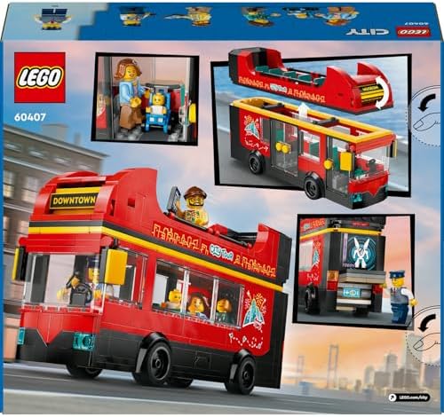 LEGO City Kırmızı İki Katlı Gezi Otobüsü 60407 – 7 Yaş ve Üzeri Kız ve Erkek Çocuklar için Yılbaşı Hediyesi Fikri, 4 Minifigür ve 1 Bebek Figürü İçeren Yaratıcı Oyuncak Yapım Seti (384 Parça) - Görsel 4