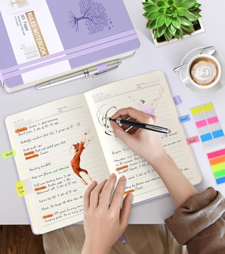Image of Lined Journal Notebook -365 Pages A5 Thick Journals for Writing Ruled Notebook, Pink Hardcover Leather Journals for Women Men, Daily Journal Notebook for Work, Note Taking ( 5.75'' X 8.38'' Purple)