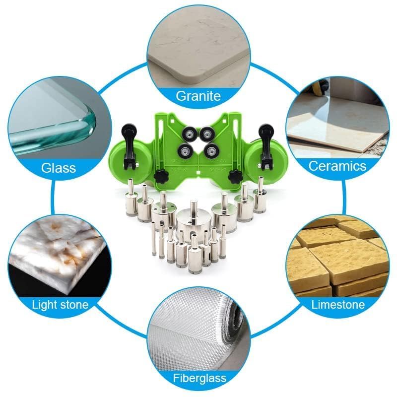 Miniatura 6 de Juego de 16 sierra perforadora de diamante, kit de brocas de sierra de vidrio con guía de sierra de agujero, adecuado para azulejos de cerámica,