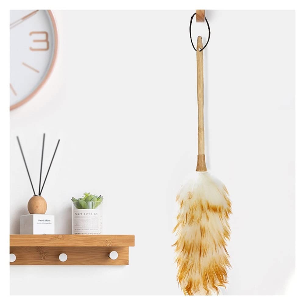 VALGRE precipitador Tuster de Plumas Herramientas de Limpieza antiestáticas adecuadas for el Hotel Home Hotel Bed Office Car Ropa Suave Colector de Polvo con Mango Largo de Madera recogedor de Polvo