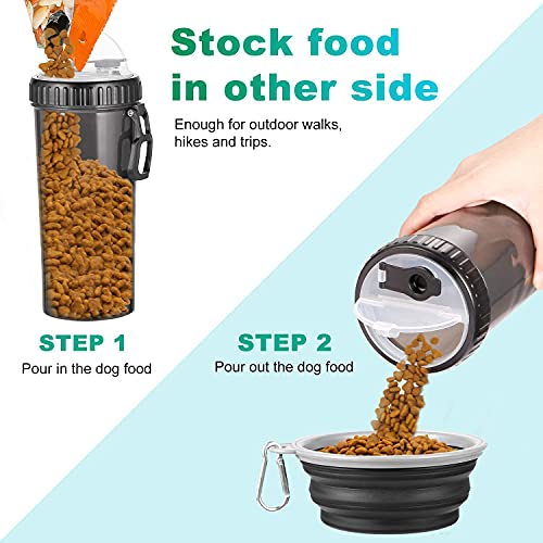 WOMGF Wasserflasche Hunde Unterwegs mit 2er Reisenäpfe Haustier Trinkflasch 2-in-1 Faltbare Hundenäpfe für Resie 800ML Schwarz