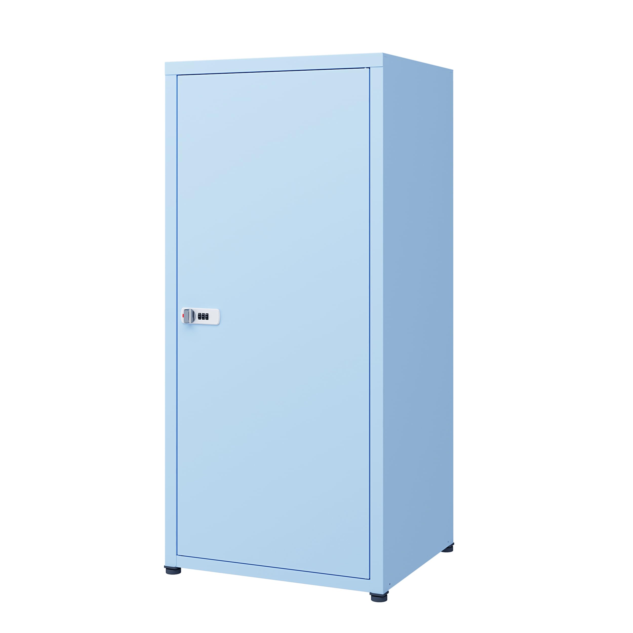 Photo 1 of [HEAVILY DAMAGED] [PARTIAL SET] MIOCASA Metal Storage Cabinet with Lock, 3 Adjustable Shelves Single Door Steel Locker for Home, Office & Garage (Blue)