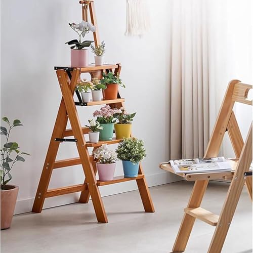 Escalera de biblioteca plegable de madera para cocina y vestidores altos 8