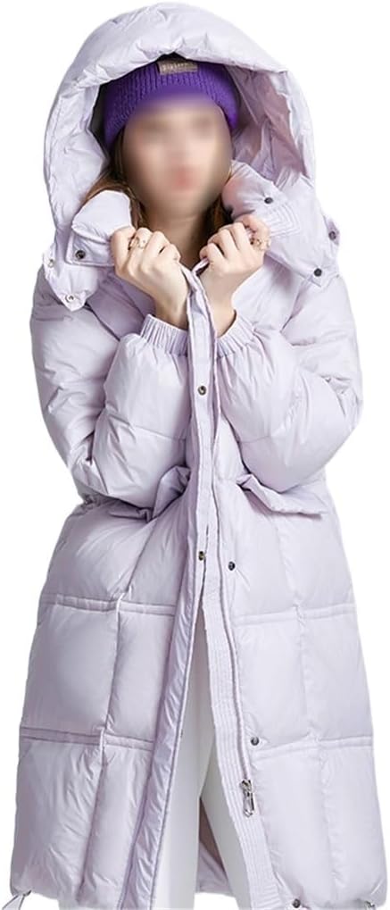 Thickened Warm Mid length hooded down jacket Winter White Duck Down Warm Coat for Women