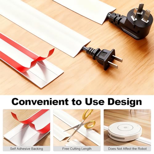 Image of Serplex 9.8FT /3M Cord Cover Floor Cable Coverup with Self Adhesive Backing, Soft PVC Cord Cover Cable Hider Organizer, No Tangle Cable Management Wire Protector for Home, Office, Trim to Fit