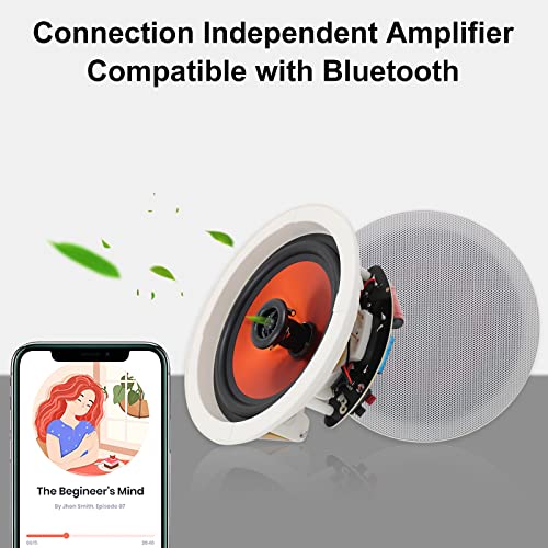 Herdio Bluetooth Ceiling Speakers, 300 Watts, 6.5 Inch Flush Mount In-Wall, 2-Way Universal Home Speakers, 7.6 Inch Cutout Diameter, 1 Pair. #TOP1