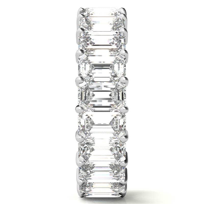 JeweleryArt Excellent Emerald Brilliant Cut 2.17 Carat, Moissanite Diamond Promise Band, Prong Set, Eternity Sterling Silver Band, Valentine's Day Jewelry Gift, Customized Band for Her2