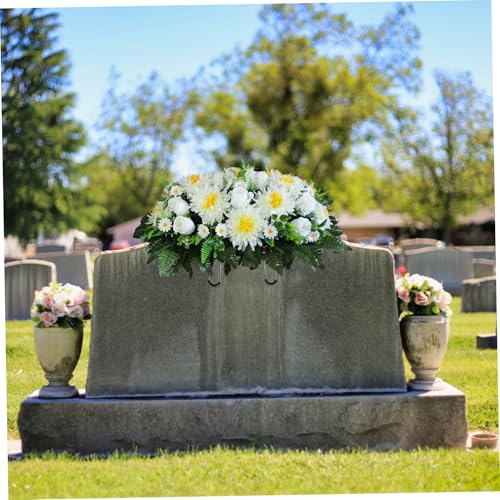 Headstone Flower Saddle Sun-Proof and Water-Resistant Memorial Artificial Cemetery Flowers for Grave Decorations Headstone Flower Saddle, Flowers, Tombstones for Graves image 3