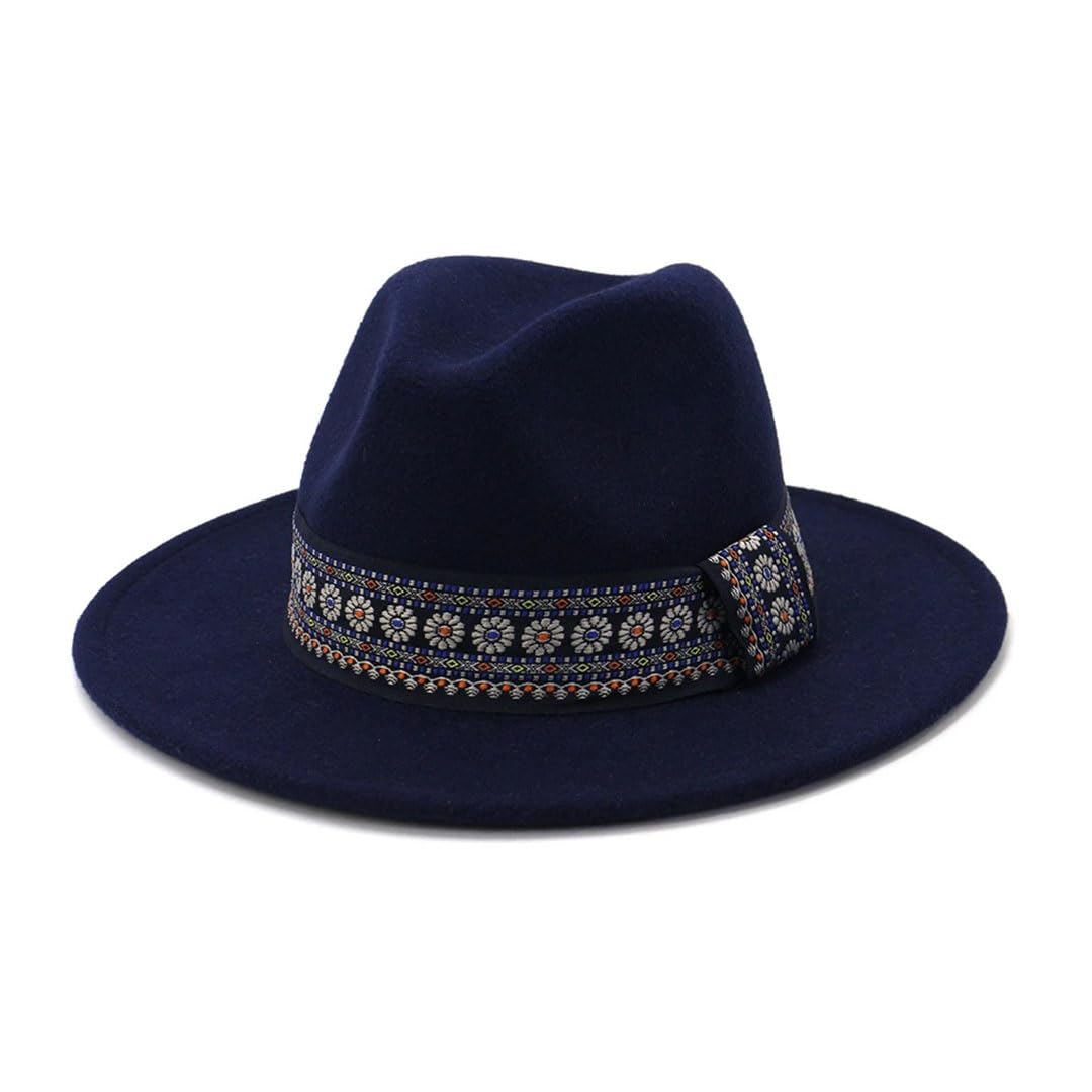 Kobiety Mężczyźni Wełniany Filc Trilby Kapelusz Fedora Dżentelmen Szerokie rondo Brytyjski Styl Wełniany Panama Sombrero Czapka