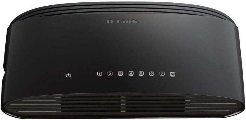 D-Link Ethernet Switch, 8-Port Gigabit Plug n Play Compact Design Fanless Desktop (DGS-1008G), Black