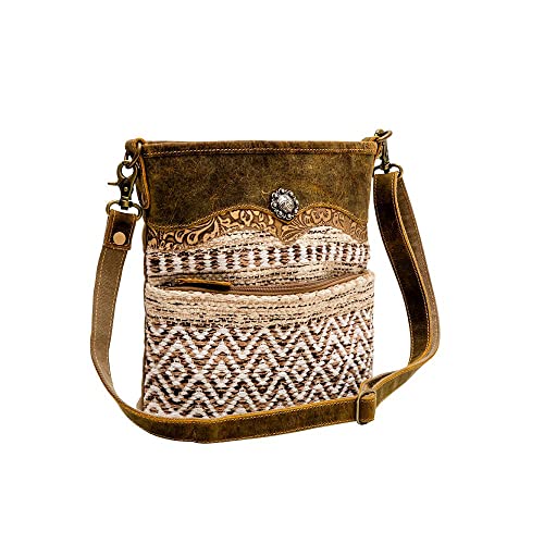 Myra Bag Western Canvas Crossbody Bag for Women - Cotton and Upcycled Leather Shoulder Bag Hispad2