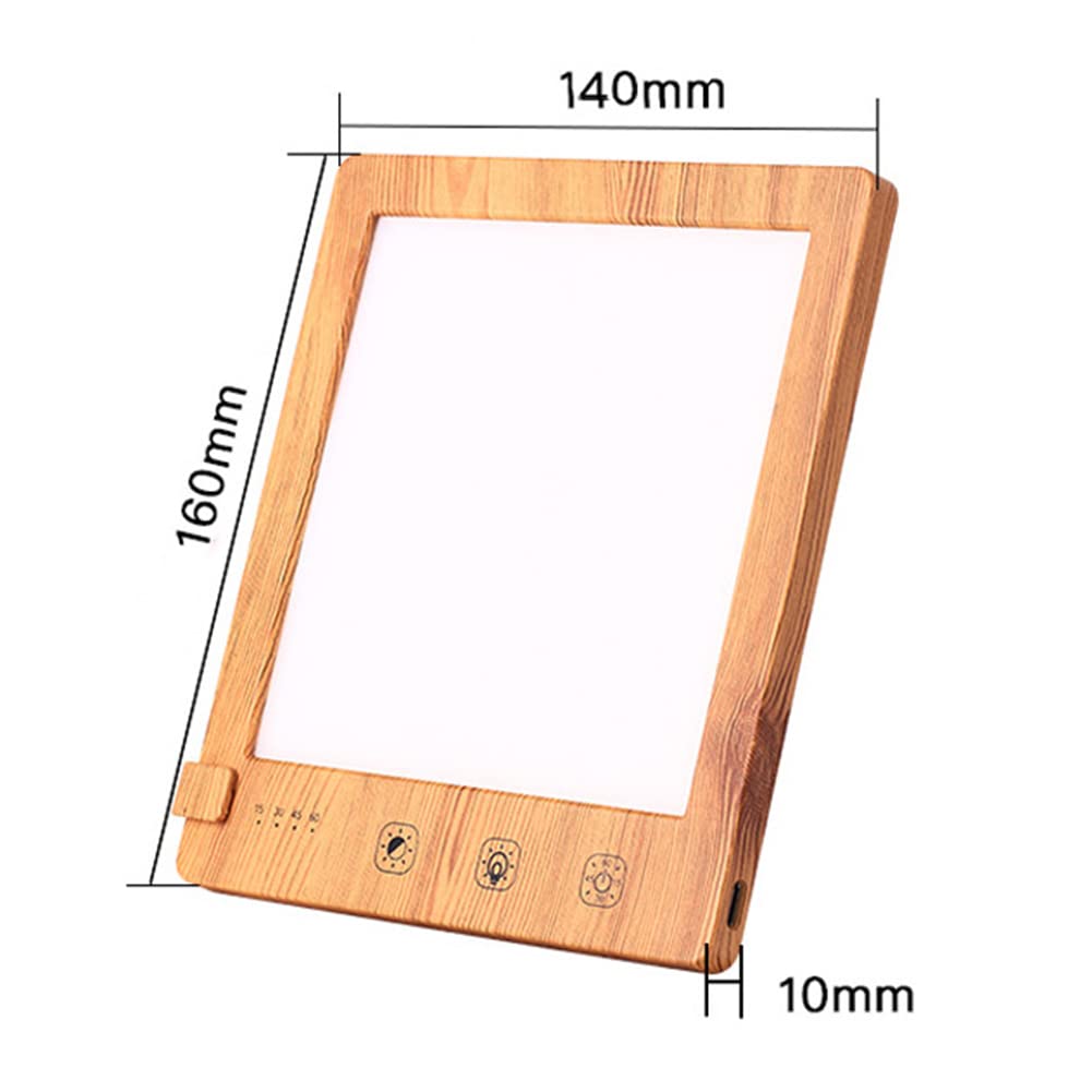 Grain De Bois Lampe De Luminothérapie, Portable Naturel Énergie Lampe, Aide À Combattre Lumières Tristes Pour Dépression, 4 Fonction De Minuterie Réglages Contrôle Tactile Sans UV,Wood grain,16*14cm