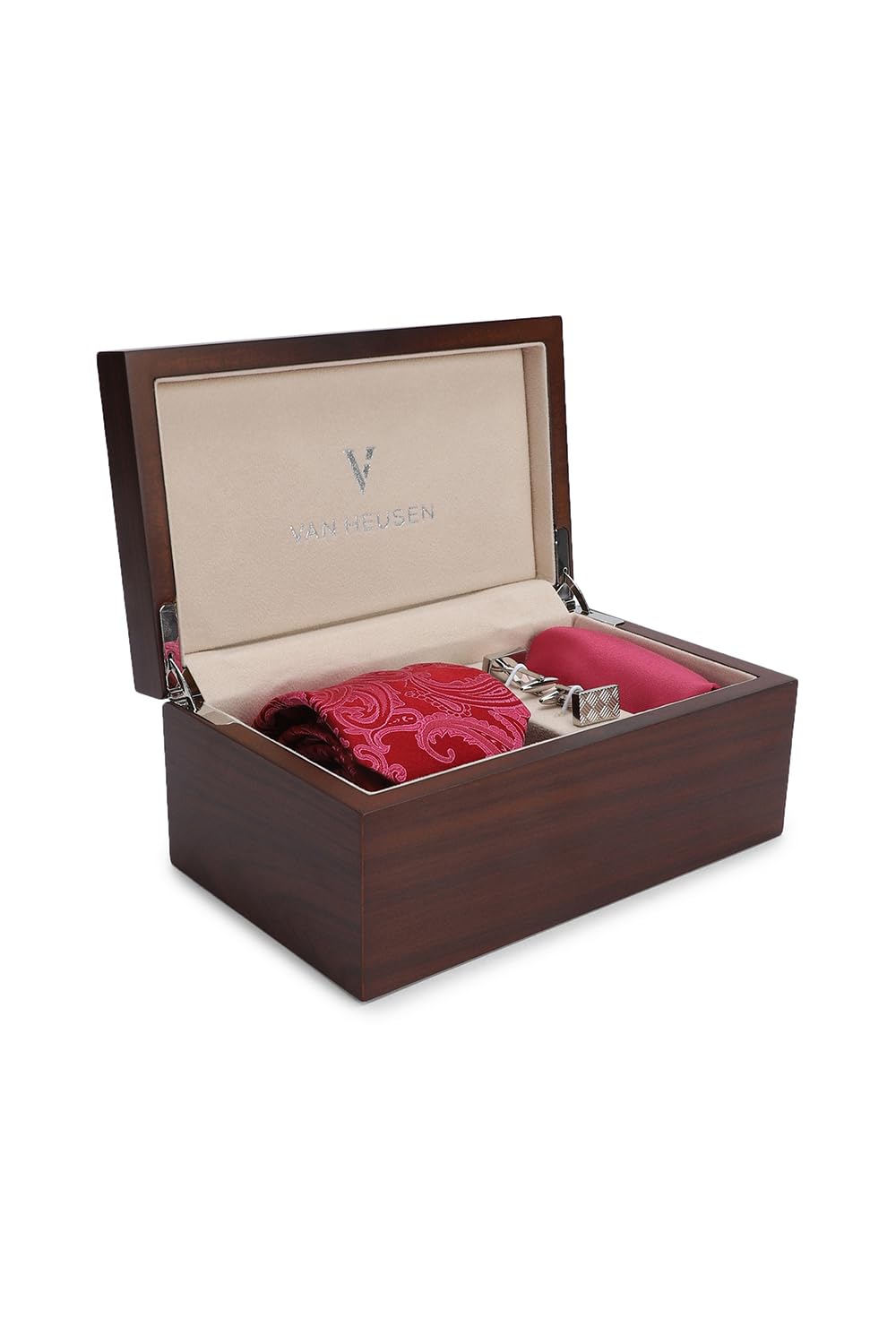 van heusen Acrylic Men Red Tie Casual Style Pocket Square And Cufflink, Free Size-picture-16
