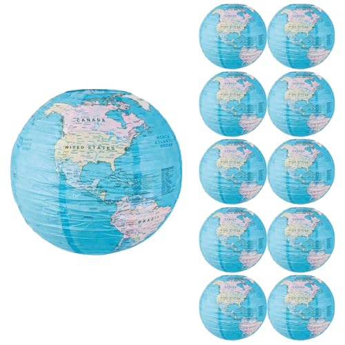 Lanito 紙提灯 世界地図 地球儀提灯 紙ちょうちん 30cm 10個セット 燈籠 和紙提灯 飾り付け ペーパーランタン お盆飾り つり飾り イベント お祭り 新年の装飾 教室装飾 旅行装飾 地理教育 国際交流 卒業パーティーなど