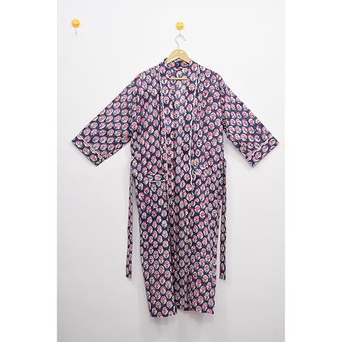 Image of Hand block print Cotton Kimono bikini cover up,Indian Hand block print Cotton Bath Robe,Swim Wear,Nighrwere Dressing Gown