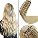 Produktbild LaaVoo Micro Beads Extensions 100% Menschenhaarverlängerungen Haarverlängerung Microrings Balayage Farbe Ash Blonde mit Mediumblond and Platinumblonde 1g/s 50G/50Strähne 20 Zoll/50cm