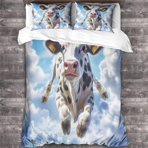 Funda nórdica de vacas voladoras para dormitorios juveniles modernos 4
