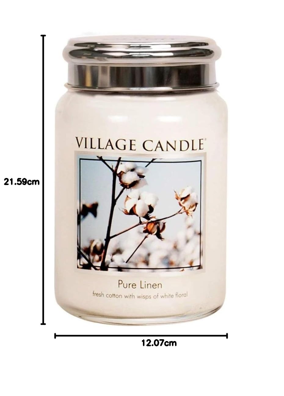 Village Candle Pure Linen Duftkerze im Glas, groß, 740 g