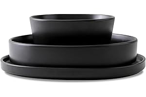 Stone Lain Celina Stoneware 12-Piece Dinnerware Set: Unleash Culinary Sophistication with Matte Black Elegance