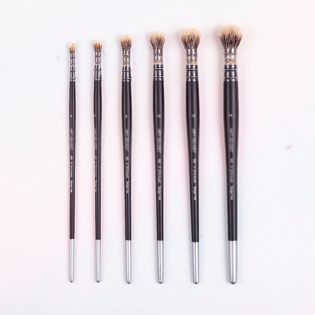 DUYHBAWRS 6PCS Hair Natural Wooden Rod Handle Oil and Acrylic Painting Art-Paint Brush for Drawing