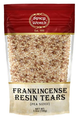 Frankincense Resin Tears Pea Size 3.5oz (100g) Bag - Pure Gum Olibanum Biblical Resin Fragrance Church Incense - by Spicy World