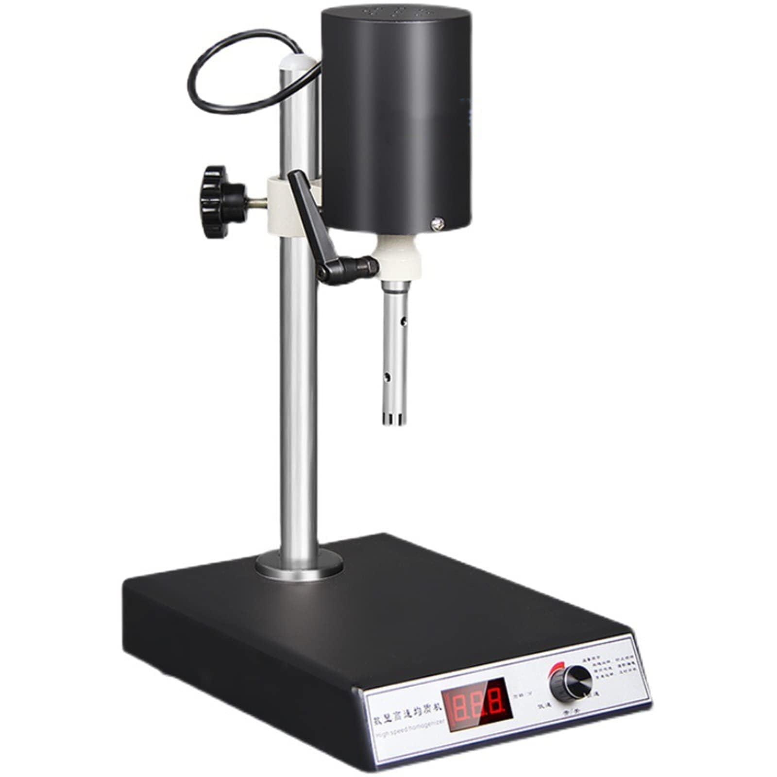Homogeneizador de alta velocidad, emulsionante dispersor de laboratorio, 300-23000 RPM, velocidad ajustable, 2 cabezales de trabajo, elevación manual, capacidad de 300 ml, ideal para emulsión, uso en