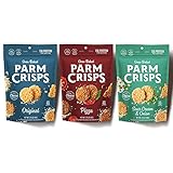 Parm Crisps Snack 3 Variety Pack, 100% REAL Cheese Crisps| Original Parmesan, Pizza, Sour Cream &...