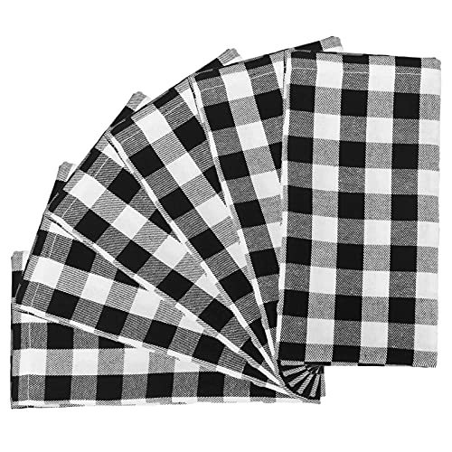Buffalo Check Napkins Farmhouse Dinner Napkins Black and White Cloth Napkin
