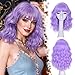 Lizzy Hair Lavender Purple Wigs for Women 14inch Natural Looking Bob Short Curly Wig with Air Bangs Light Purple Wig