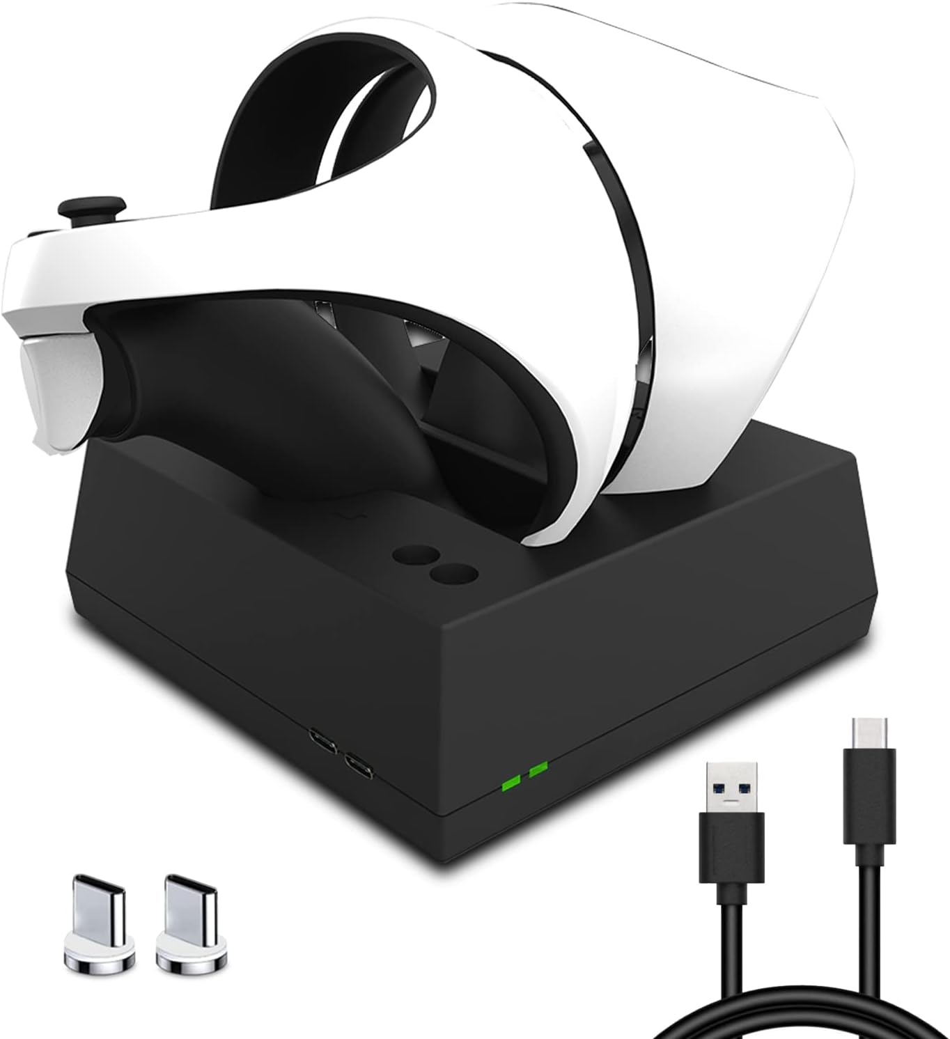 PS VR2 Controller Charging Station - PSVR 2 Charging Dock for PSVR2 Sense Controller, Dual Fast Charger PS VR2 Charging Dock with Smart LED Light, USB to Type-C Charging Cable