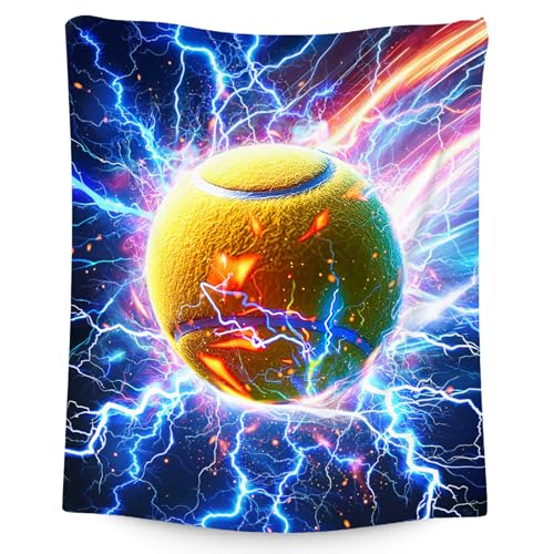 Kids Blanket for Boys Tennis Blanket Gifts - 50" x 60" Soft Fleece Throw with Lightning Design