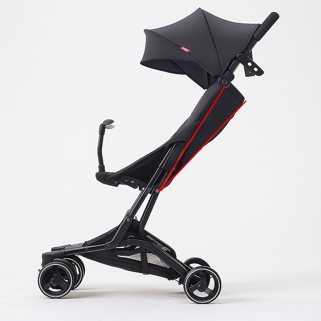 Passeggino Leggero Compatto BEBE2LUXE PIKO, Pieghevole Reclinabile, 6 mesi-22 Kg (nero)